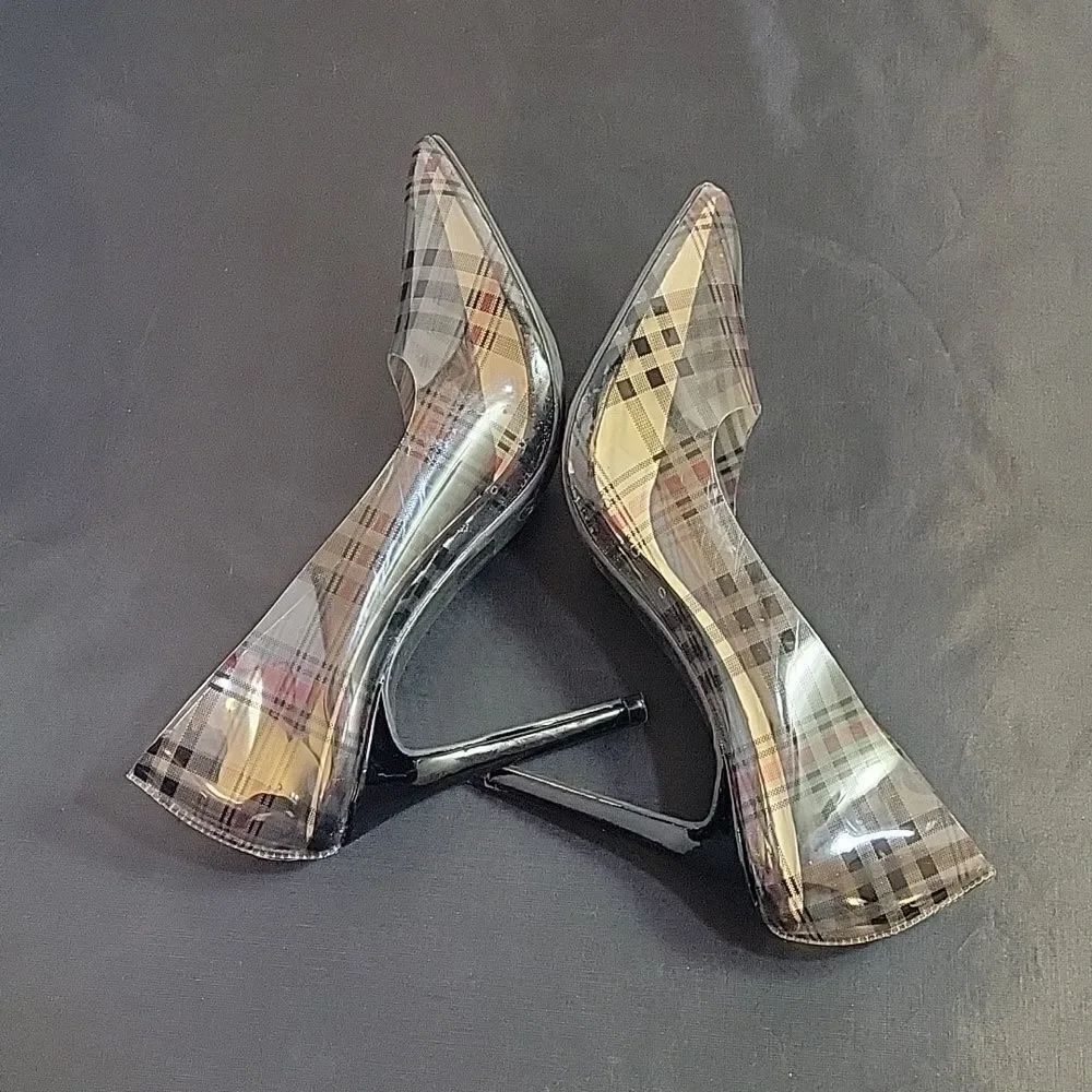 WILD DIVA PLAID POINTED TOE HIGH HEEL STILETTOS PUMP S2 - Picture 11 of 16